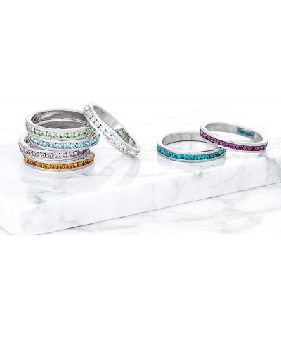 Stylish Birthstone Stackables Swarovski Crystal Eternity Bands Amethyst -February $10.19 Rings