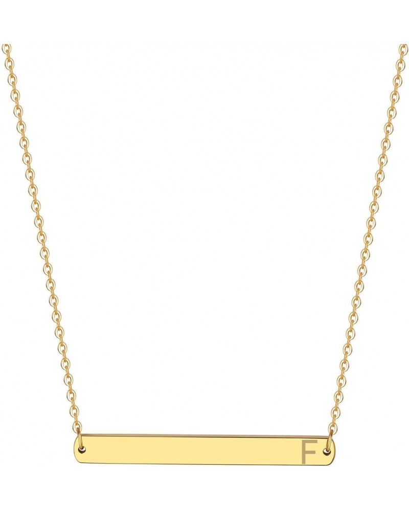 Gold Silver Rose Gold Horizontal Bar Necklace Stainless Steel 18K Gold Plated Bar Necklace Ladies Adjustable Chain golden-F $...