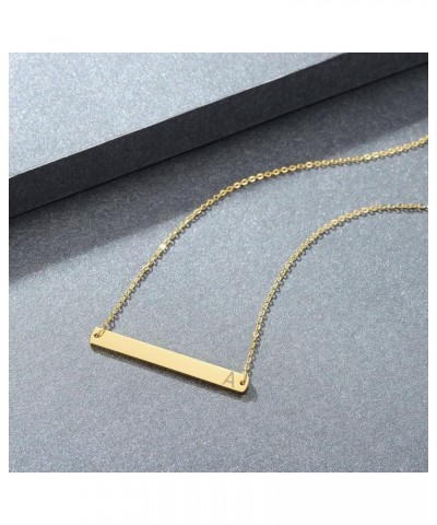 Gold Silver Rose Gold Horizontal Bar Necklace Stainless Steel 18K Gold Plated Bar Necklace Ladies Adjustable Chain golden-F $...