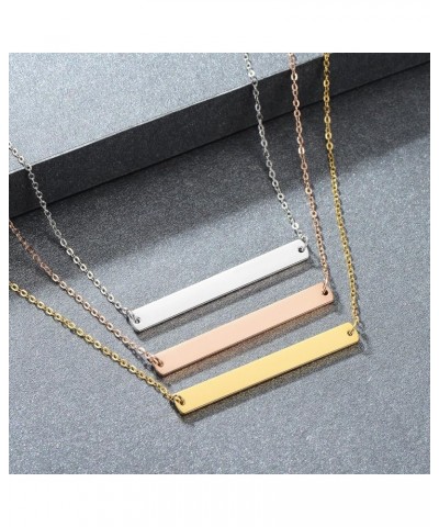 Gold Silver Rose Gold Horizontal Bar Necklace Stainless Steel 18K Gold Plated Bar Necklace Ladies Adjustable Chain golden-F $...