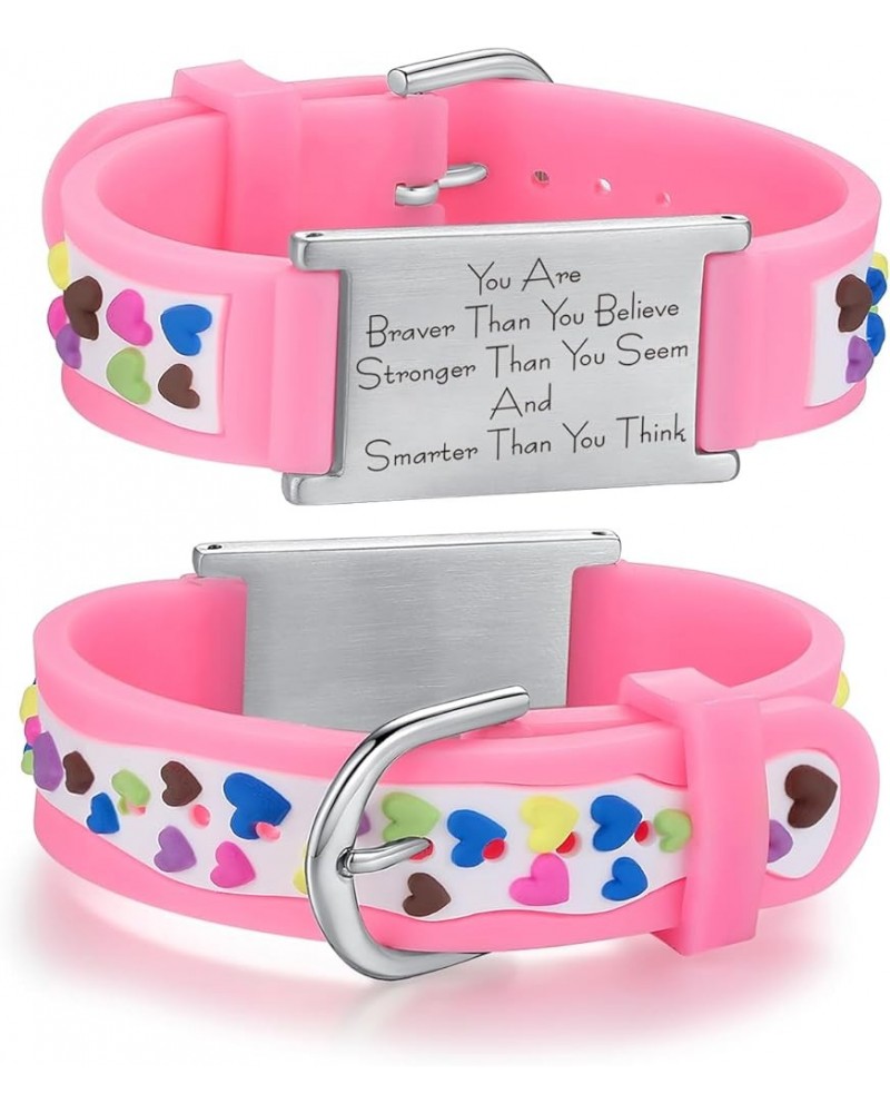 you are braver than you believe bracelets Cartoon Quotes Bracelets Great Inspirational Gift from Mom Dad Pink Heart $8.40 Bra...