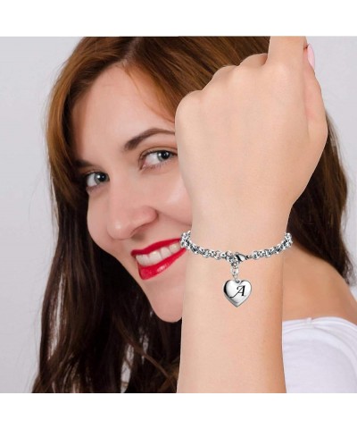 Stainless Steel Initial Alphabet 26 Letter Charms Chain Link Bracelet,Gifts for Women/Girls/Friends. M $9.17 Bracelets