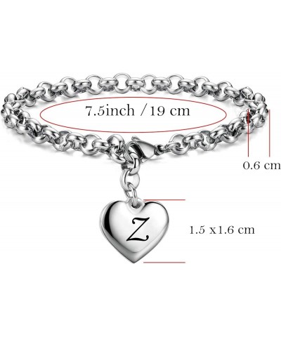 Stainless Steel Initial Alphabet 26 Letter Charms Chain Link Bracelet,Gifts for Women/Girls/Friends. M $9.17 Bracelets