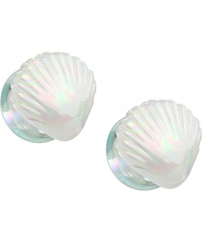 Iridescent White Shell Glass Double Flared Plugs, Sold As Pair 10mm (00GA) $9.69 Body Jewelry