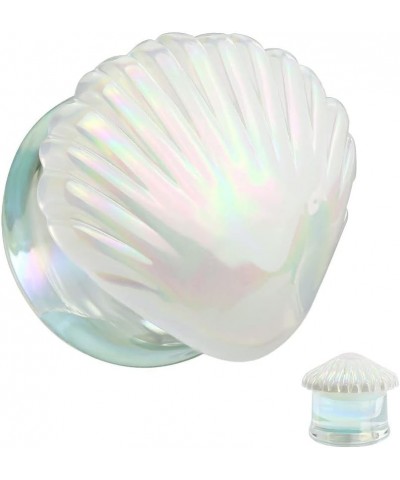 Iridescent White Shell Glass Double Flared Plugs, Sold As Pair 10mm (00GA) $9.69 Body Jewelry