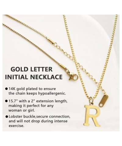 14K Gold Initial Letter Necklaces for Women Girls - Name Necklace Trendy Cute Personalized Tag Pendant Necklace - Gold Plated...