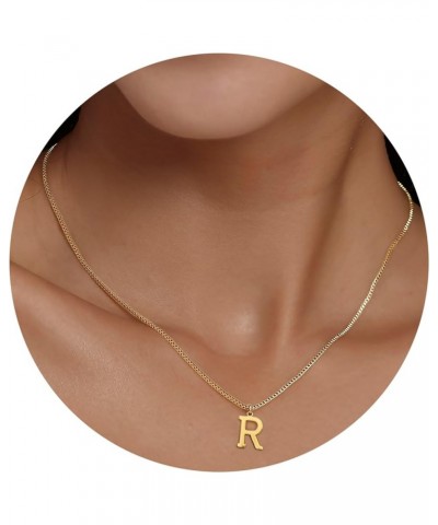 14K Gold Initial Letter Necklaces for Women Girls - Name Necklace Trendy Cute Personalized Tag Pendant Necklace - Gold Plated...