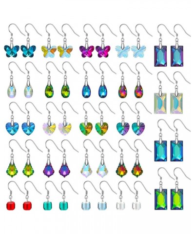 24 Pairs Crystal Teardrop Dangle Earrings Cubic Zirconia Hoop Earrings Boho Threader Earrings Set for Women Girls Retro Style...