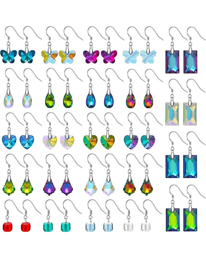 24 Pairs Crystal Teardrop Dangle Earrings Cubic Zirconia Hoop Earrings Boho Threader Earrings Set for Women Girls Retro Style...