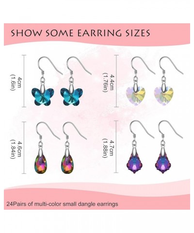 24 Pairs Crystal Teardrop Dangle Earrings Cubic Zirconia Hoop Earrings Boho Threader Earrings Set for Women Girls Retro Style...