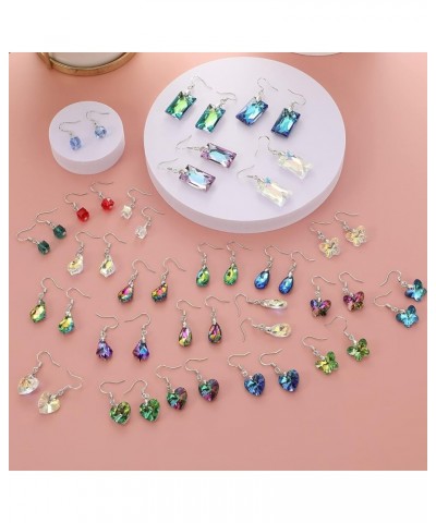 24 Pairs Crystal Teardrop Dangle Earrings Cubic Zirconia Hoop Earrings Boho Threader Earrings Set for Women Girls Retro Style...