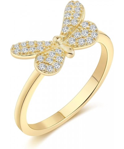 Sterling Silver Dainty Butterfly CZ Ring Women Fashion Jewelry, Size 4-9 Gold $12.00 Rings