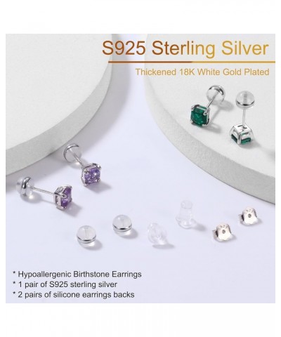 Genuine or Created Birthstone Earrings for Women Mom, S925 Sterling Silver Asscher Cut Gorgeous Birthstone Earrings Multicolo...