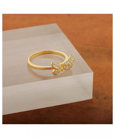 Sterling Silver Dainty Butterfly CZ Ring Women Fashion Jewelry, Size 4-9 Gold $12.00 Rings