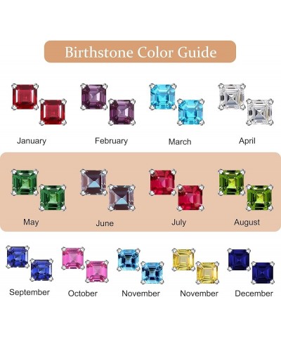 Genuine or Created Birthstone Earrings for Women Mom, S925 Sterling Silver Asscher Cut Gorgeous Birthstone Earrings Multicolo...