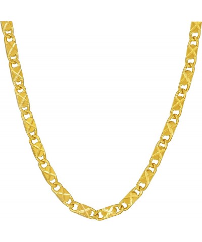 4mm Star Flat Link Chain Necklace 24k Gold Plated for Women Men 20 inches Gold $29.37 Necklaces