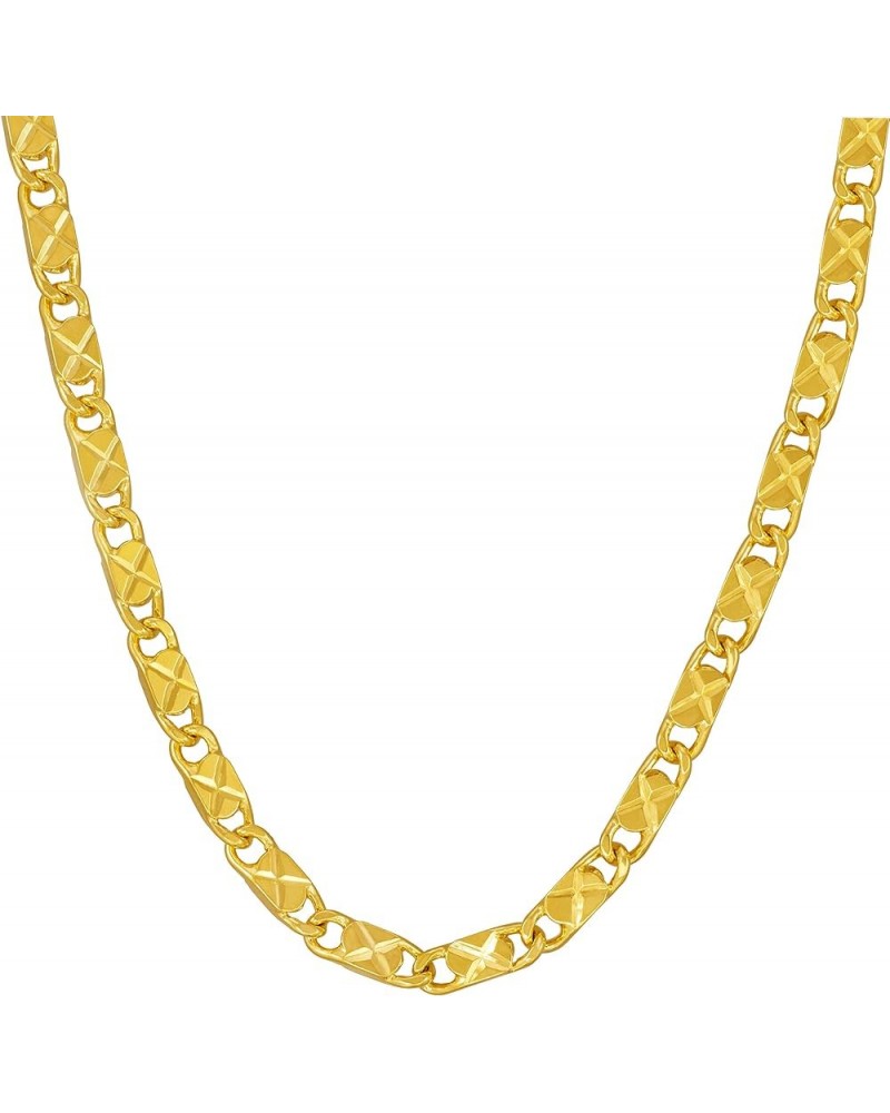 4mm Star Flat Link Chain Necklace 24k Gold Plated for Women Men 20 inches Gold $29.37 Necklaces