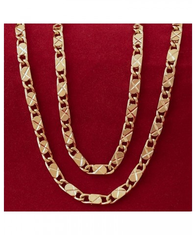 4mm Star Flat Link Chain Necklace 24k Gold Plated for Women Men 20 inches Gold $29.37 Necklaces