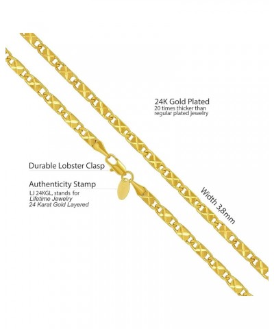 4mm Star Flat Link Chain Necklace 24k Gold Plated for Women Men 20 inches Gold $29.37 Necklaces