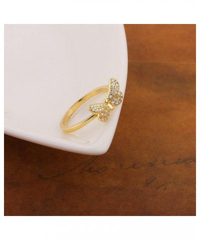 Sterling Silver Dainty Butterfly CZ Ring Women Fashion Jewelry, Size 4-9 Gold $12.00 Rings