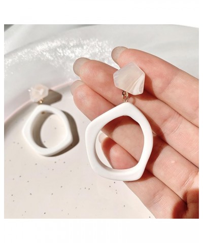 Acrylic Earrings Cute Statement Geometric Earrings Hoop Resin Acetate Dangle Earrings Fashion Jewelry For Women Girls white $...