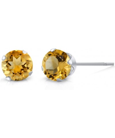 925 Sterling Silver Green Peridot and Yellow Citrine Stud Earrings For Women Gemstone Birthstone Set of 2 (Each 4MM) $9.24 Ea...