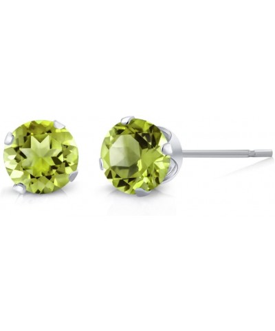 925 Sterling Silver Green Peridot and Yellow Citrine Stud Earrings For Women Gemstone Birthstone Set of 2 (Each 4MM) $9.24 Ea...