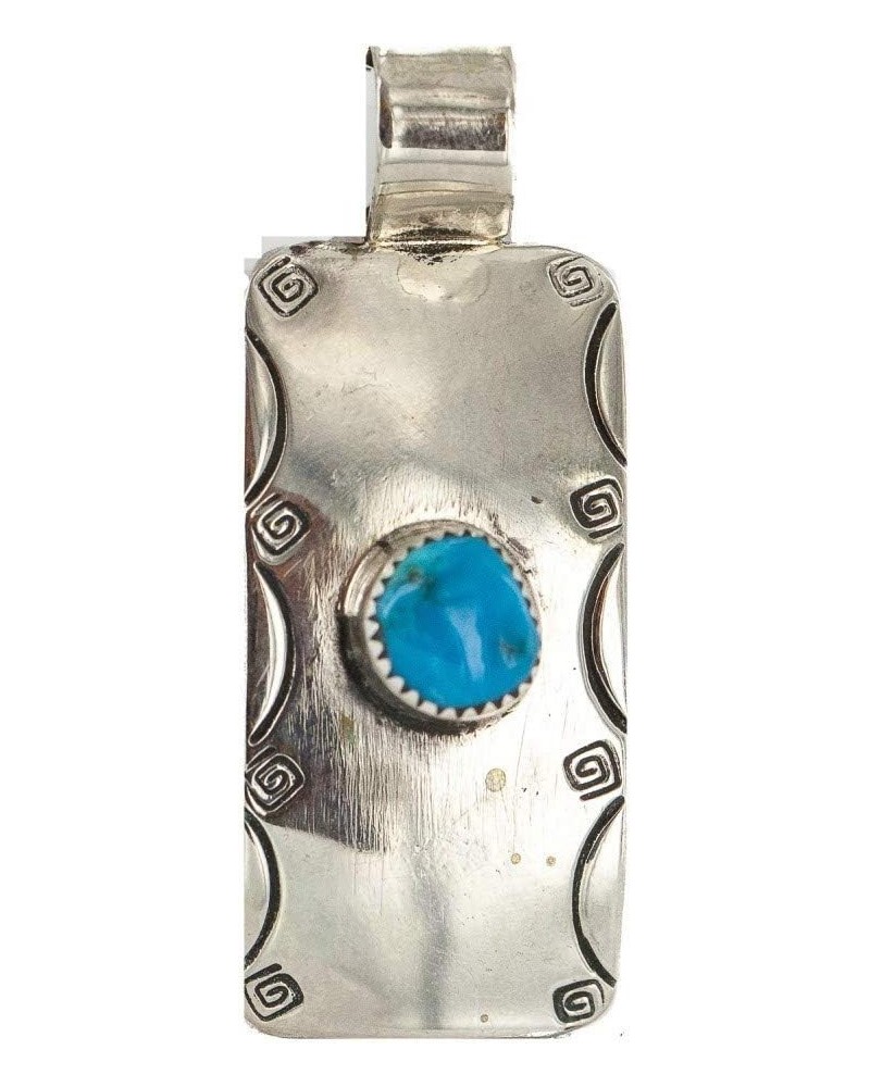 Certified Navajo Nickel Natural Turquoise Native American Pendant 13167-4 Made By Loma Siiva $72.16 Necklaces