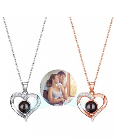 Personalized Photo Necklaces For Women - Custom Picture Projection Necklace Heart Pendant Neclaces, Personalized Gifts for Wi...