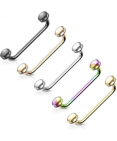 Flat Disc Ends 90 Degree Bent Staple Barbells for Surface and Snake Eye Tongue Piercings Multicolor $7.62 Body Jewelry