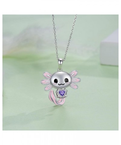 Axolotl Necklace 925 Sterling Silver Axolotl Pendant Cute Animal Jewelry Gift for Women Girls Daughter February Birthstone $1...