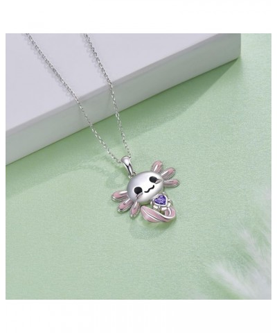 Axolotl Necklace 925 Sterling Silver Axolotl Pendant Cute Animal Jewelry Gift for Women Girls Daughter February Birthstone $1...