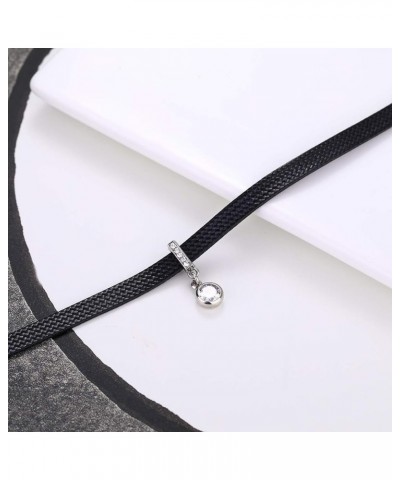 Black Choker Necklace for Women,Gold/Siver Tone Choker Necklace with Elegant Pendant Round Zircon $10.61 Necklaces