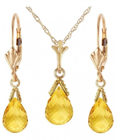 14k Solid Gold Jewelry Set: Natural Briolette Citrine Pendant Necklace and Dangle Earrings Yellow Gold 20.0 Inches $127.65 Je...