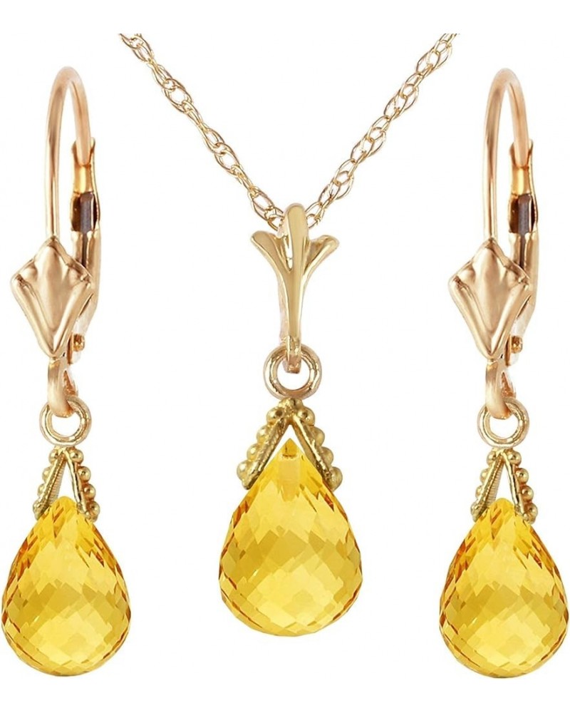 14k Solid Gold Jewelry Set: Natural Briolette Citrine Pendant Necklace and Dangle Earrings Yellow Gold 20.0 Inches $127.65 Je...