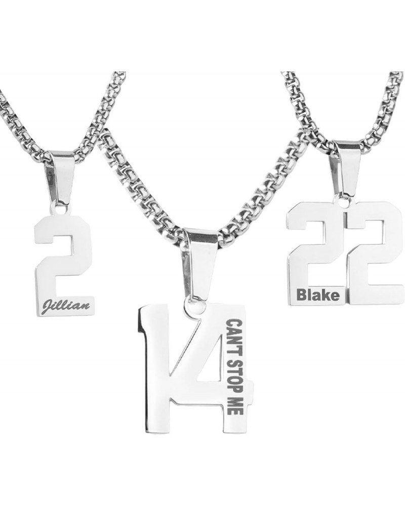 Custom Engraved Number Necklace - Personalized Stainless Steel Sports Chains 41 $35.74 Necklaces