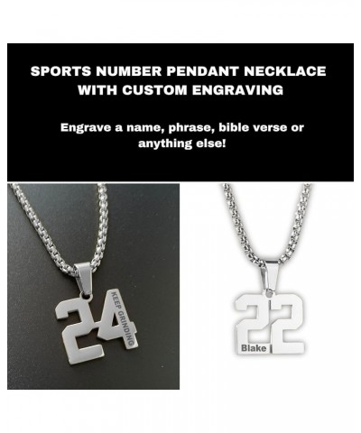 Custom Engraved Number Necklace - Personalized Stainless Steel Sports Chains 41 $35.74 Necklaces