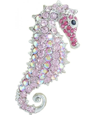 Sindary 2.16" Rhinestone Crystal Seahorse Brooch Pin Pendant BZ2254 Silver-Tone Pink $10.41 Brooches & Pins