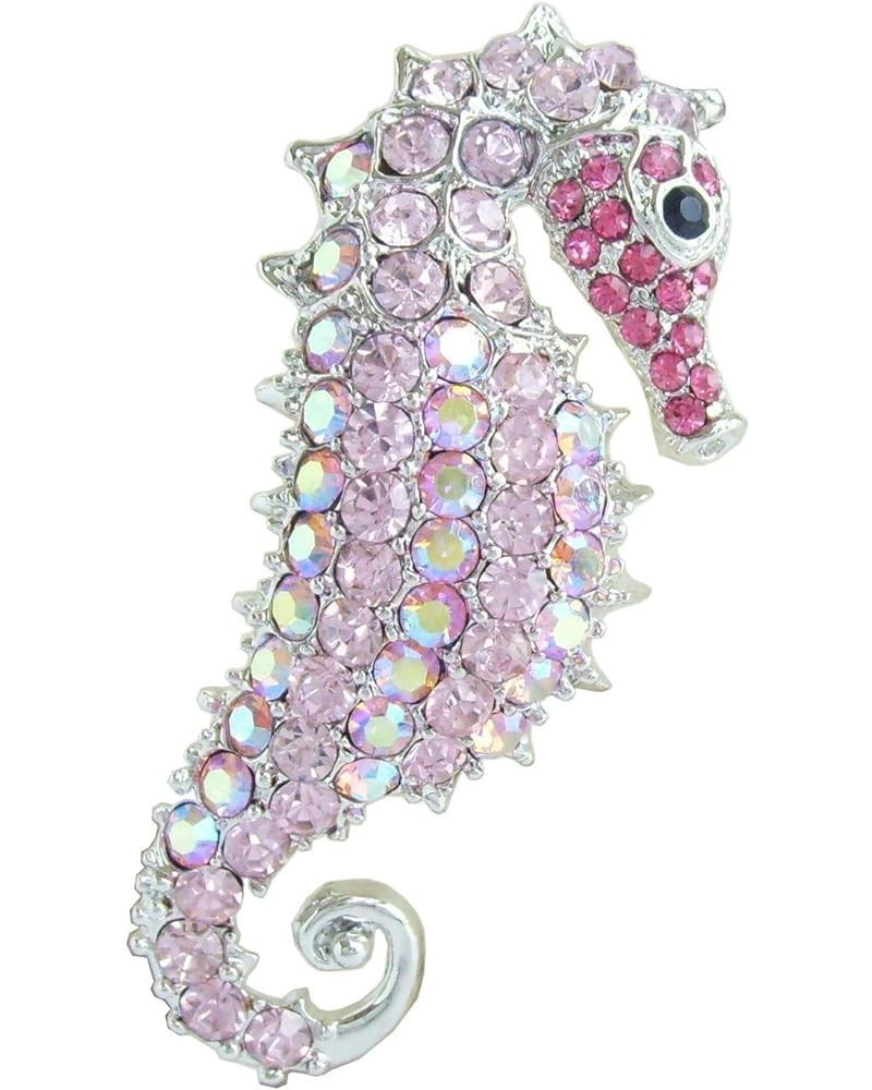 Sindary 2.16" Rhinestone Crystal Seahorse Brooch Pin Pendant BZ2254 Silver-Tone Pink $10.41 Brooches & Pins