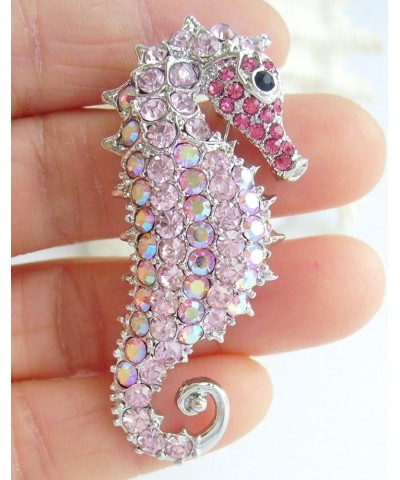 Sindary 2.16" Rhinestone Crystal Seahorse Brooch Pin Pendant BZ2254 Silver-Tone Pink $10.41 Brooches & Pins