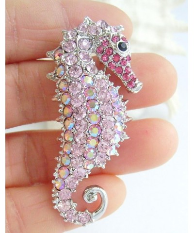 Sindary 2.16" Rhinestone Crystal Seahorse Brooch Pin Pendant BZ2254 Silver-Tone Pink $10.41 Brooches & Pins