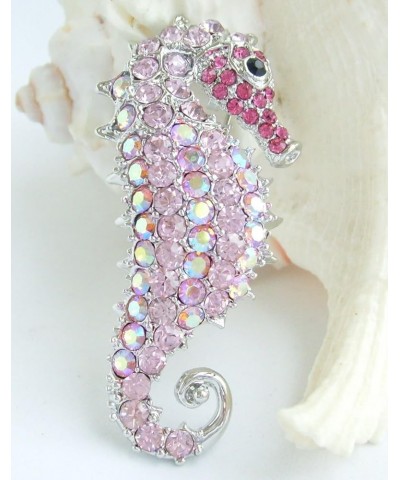 Sindary 2.16" Rhinestone Crystal Seahorse Brooch Pin Pendant BZ2254 Silver-Tone Pink $10.41 Brooches & Pins