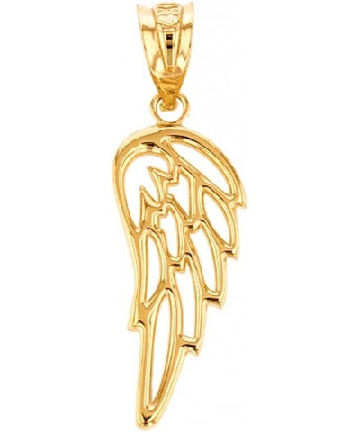 14K Yellow, White, Rose Gold Guardian Angel Single Filigree Wing Charm Pendant - Choice of Metal 14K Yellow Gold $59.39 Neckl...