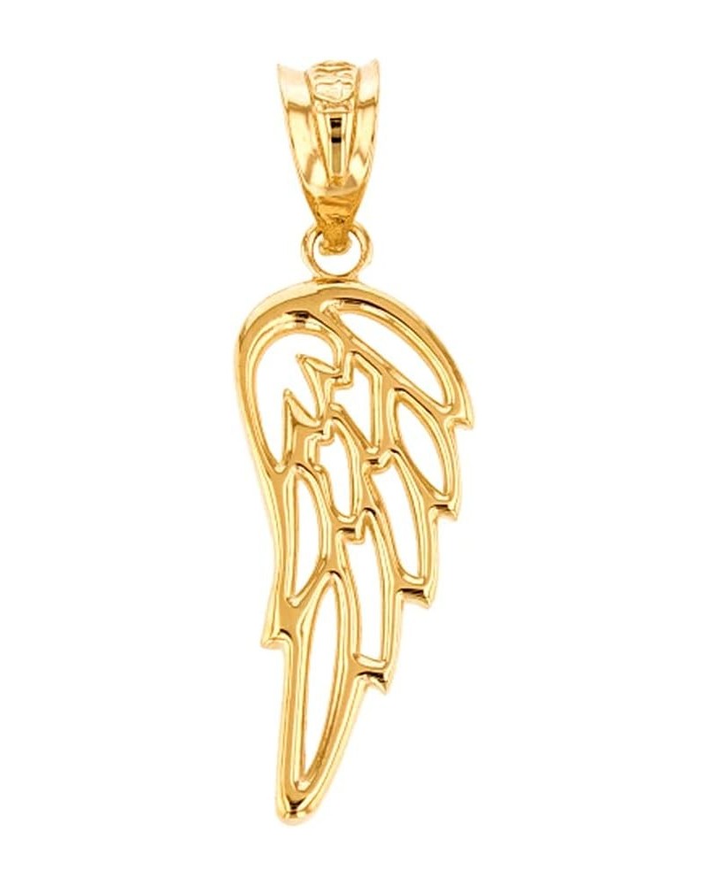 14K Yellow, White, Rose Gold Guardian Angel Single Filigree Wing Charm Pendant - Choice of Metal 14K Yellow Gold $59.39 Neckl...