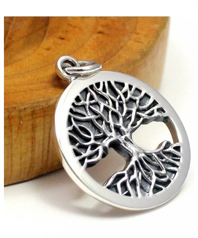 COSUMOSU 925 Sterling Silver Family Celtic Tree of life Vintage Round Shape Symbol Pendant Tree of life B $17.86 Pendants