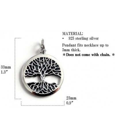 COSUMOSU 925 Sterling Silver Family Celtic Tree of life Vintage Round Shape Symbol Pendant Tree of life B $17.86 Pendants