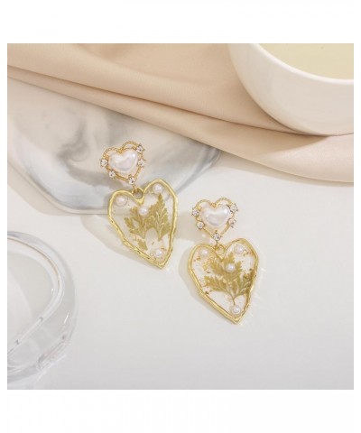 Heart Pearl Earrings Drop Earrings for Women Trendy Statement Gold Earrings For Valentine's Day Mother's Day Birthday $8.99 E...