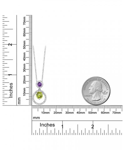 925 Sterling Silver Green Peridot and Purple Amethyst Pendant Necklace For Women (1.69 Cttw, Gemstone August Birthstone, Roun...