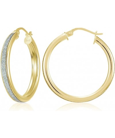 Sterling Silver Glitter Round Hoop Earrings, 15mm-30mm 25mm-Yellow Gold Flashed Silver $17.35 Earrings