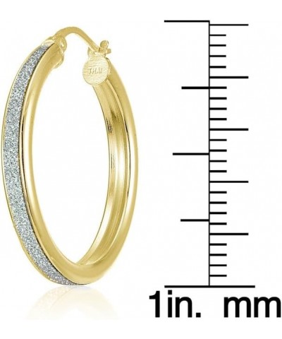 Sterling Silver Glitter Round Hoop Earrings, 15mm-30mm 25mm-Yellow Gold Flashed Silver $17.35 Earrings